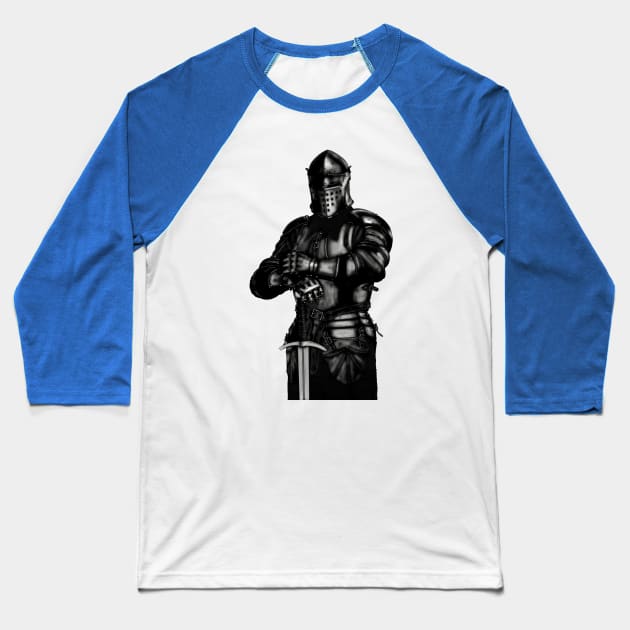 Medieval Knight Baseball T-Shirt by GrizzlyVisionStudio